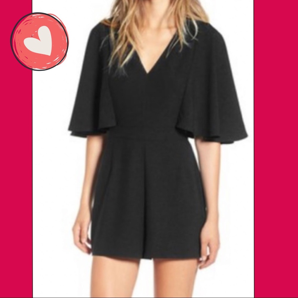 Leith Black Flutter Sleeve Romper - Medium